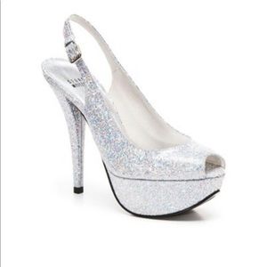 stuart weitzman silver glitter heels